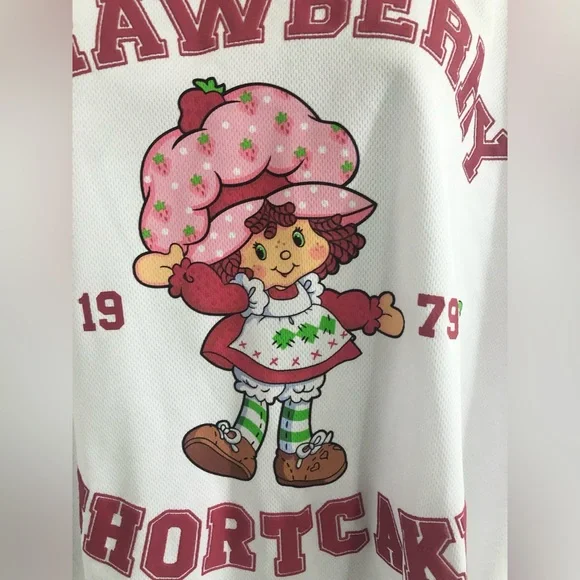 Strawberry shortcake white strawberry shortcake printed jersey size large new - Picture 7 of 10